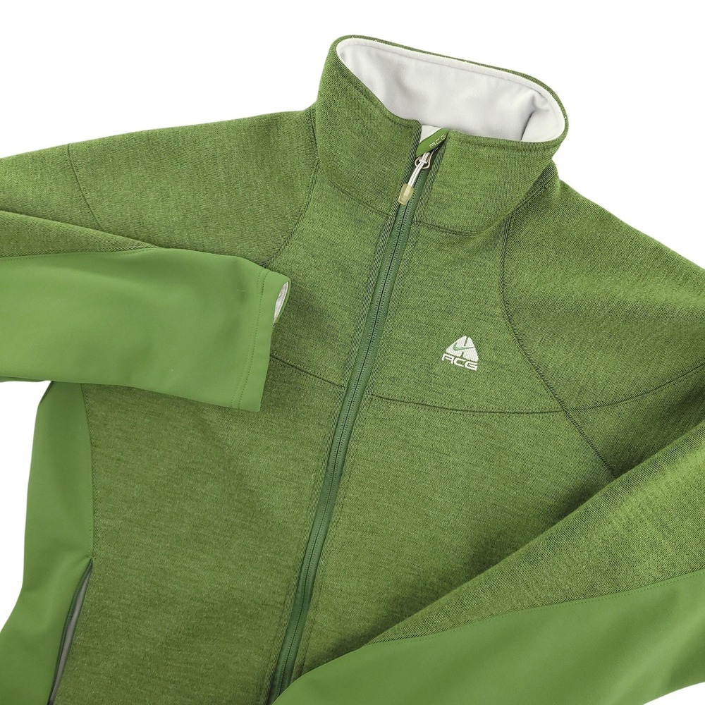 Nike ACG Fleece‎ Jacket Womens M Green Full Zip Softshell Hiking Outdoor Layer